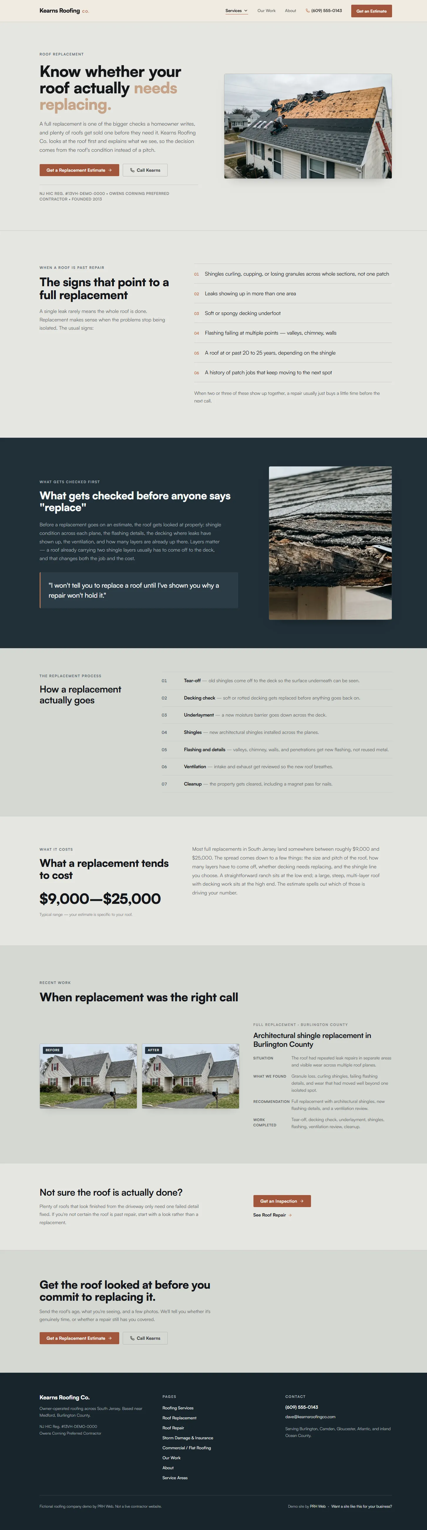 Kearns Roof Replacement service page — when-to-replace guidance, materials, and the assessment-first process